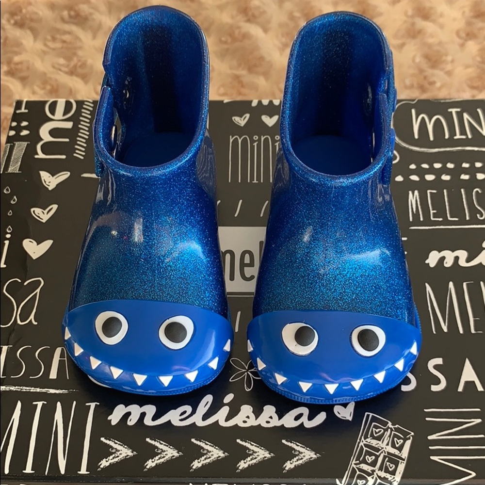Mini Melissa Blue Dino Rain Boots